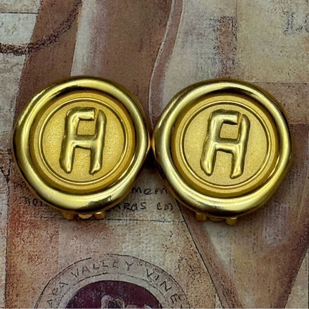 Vintage Fred Hayman Beverly Hills Monogram Clip Earrings